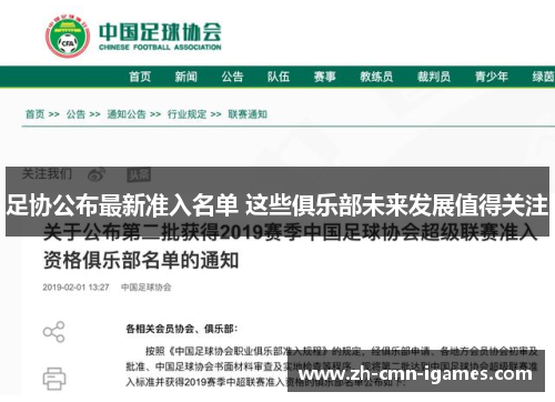 足协公布最新准入名单 这些俱乐部未来发展值得关注